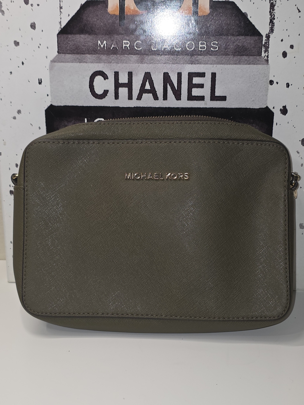 Michael Kors Olive Saffiano Leather Crossbody Bag